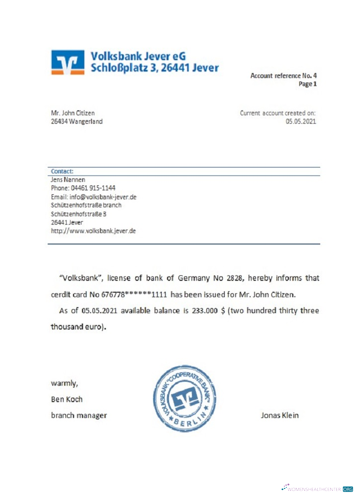 Download Germany Volksbank reference Photoshop template